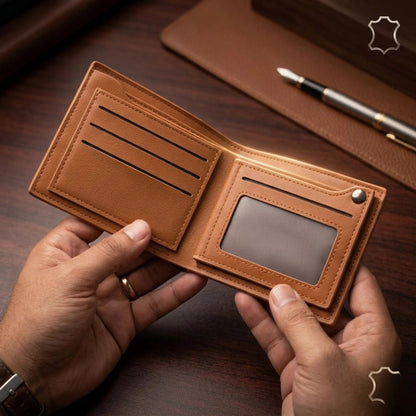 Tarz Luxe Anchor Emblem Bifold Leather Wallet with Box