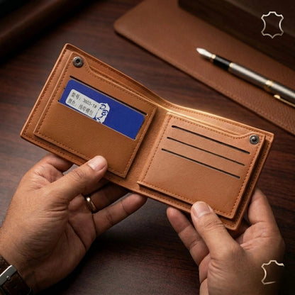 Tarz Luxe Anchor Emblem Bifold Leather Wallet with Box