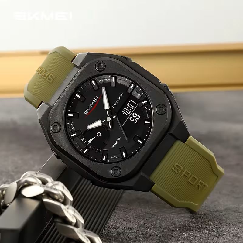 Tarz Luxe KMEI Original Men’s World Timer Analog-Digital Sports Watch