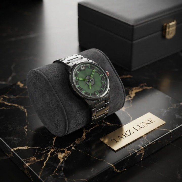 Tarz Luxe Kinetic Vortex — Men’s All-Black Stainless Steel Spinning Dial Designer Watch