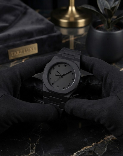 Tarz Luxe: The Onyx Carbon – Men's Black Carbon Fiber Analogue Watch