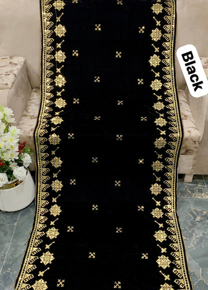Tarz Luxe – Bareeze 2-Sided Heavy Embroidered Soft Velvet Shawl