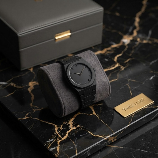 Tarz Luxe: The Onyx Carbon – Men's Black Carbon Fiber Analogue Watch