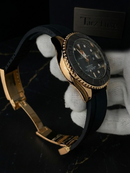 Tarz Luxe Men's Rolex Submariner Gold Black & Silver BlackWater Resistant Wrist Watch