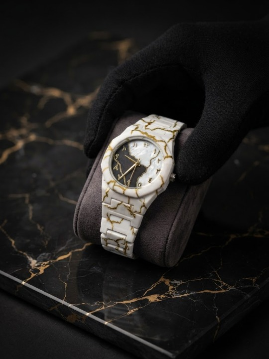 Tarz Luxe White Marble Arabic Dial Watch – Luxury Meets Modern Resilience wrist watch