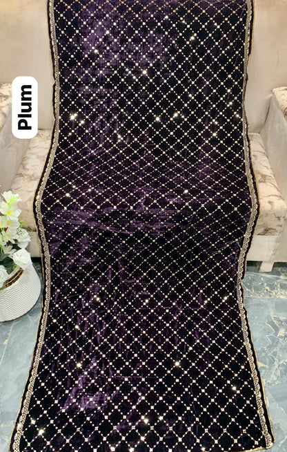 Tarz Luxe – Bareeze Soft Velvet Sequence Embroidered Shawl
