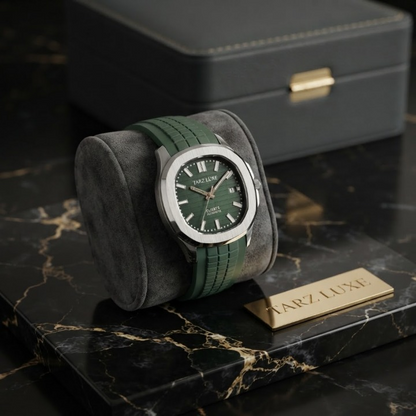 Tarz Luxe: The Vanguard – Men's Water-Resistant Quartz Watch with Textured Rubber Strap - Wrist Watcht